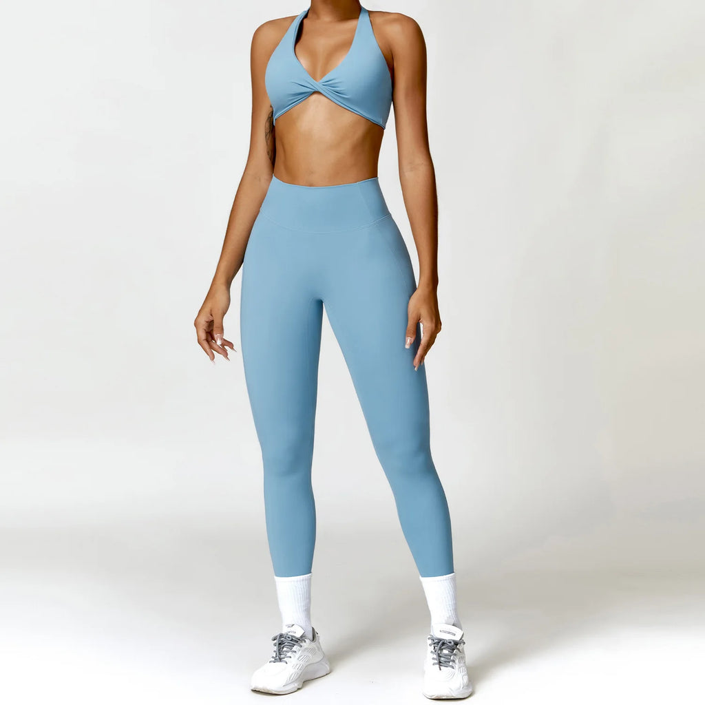 2PCS Yoga Set Nude Feeling Workout Sets Women Tracksuit Gym Push Up Fitness Running Workout Sportwear Sport Bra Leggings Suit