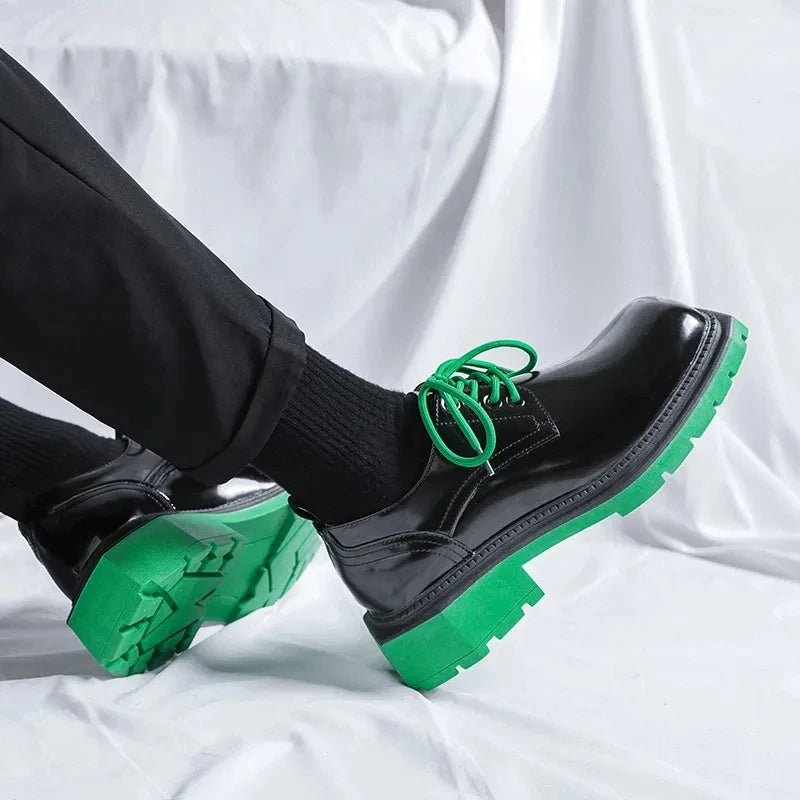 Brand New Black Brogue Shoes Men Classic Platform Oxford Dress Shoes Men Retro Patent Leather Footwear Low-Ankle Party Shoes