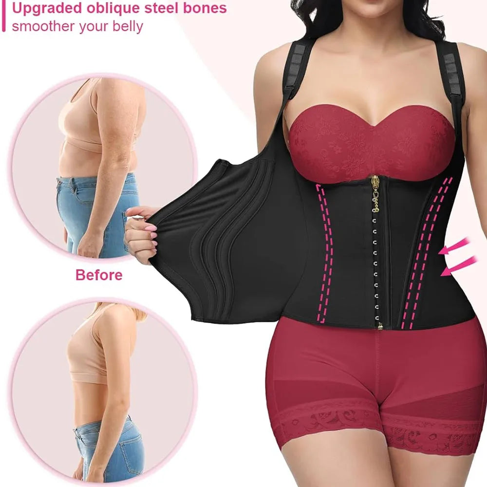 Waist Trainer for Women, Tummy Control Sports Girdle, Workout Body Shaper with Adjustable Shoulder Strap