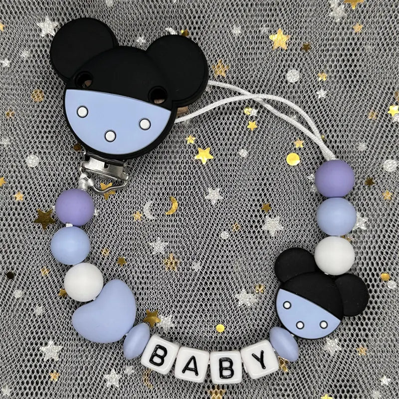 2024 Baby Teether Handmade Personalized Name Pacifier Clips Holder Chains Silicone Pacifier Chain Clips Baby Teething Chain Gift