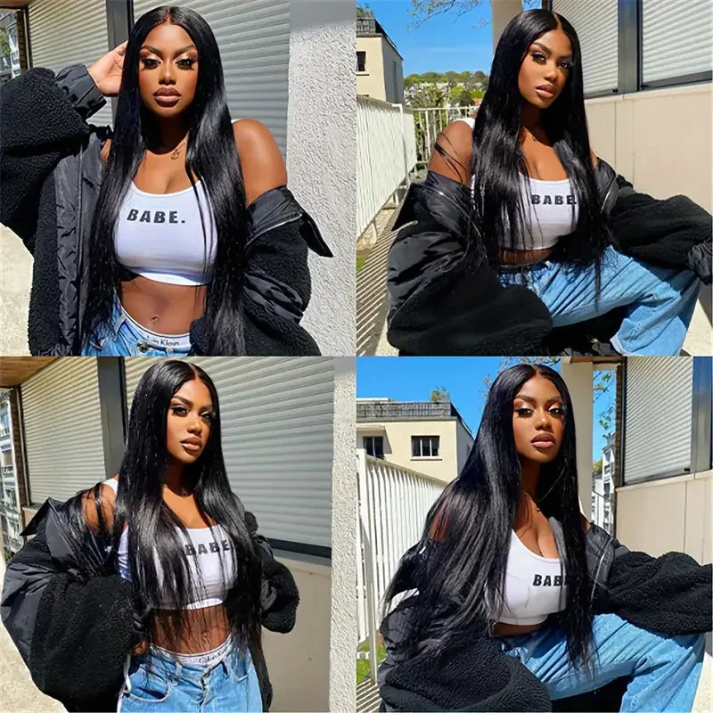 Glueless Wigs Virgin Human Hair Ready To Wear Pre Plucked Pre Cut No Glue 6X4 Bone Straight 100% Human Hair Lace Wigs for Women