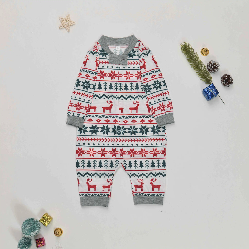Family Christmas Pajamas Set Allover Print Sleepwear Full Sleeve O Neck 2 Pieces Suit Mom Dad Kids Matching Clothes Xmas Look