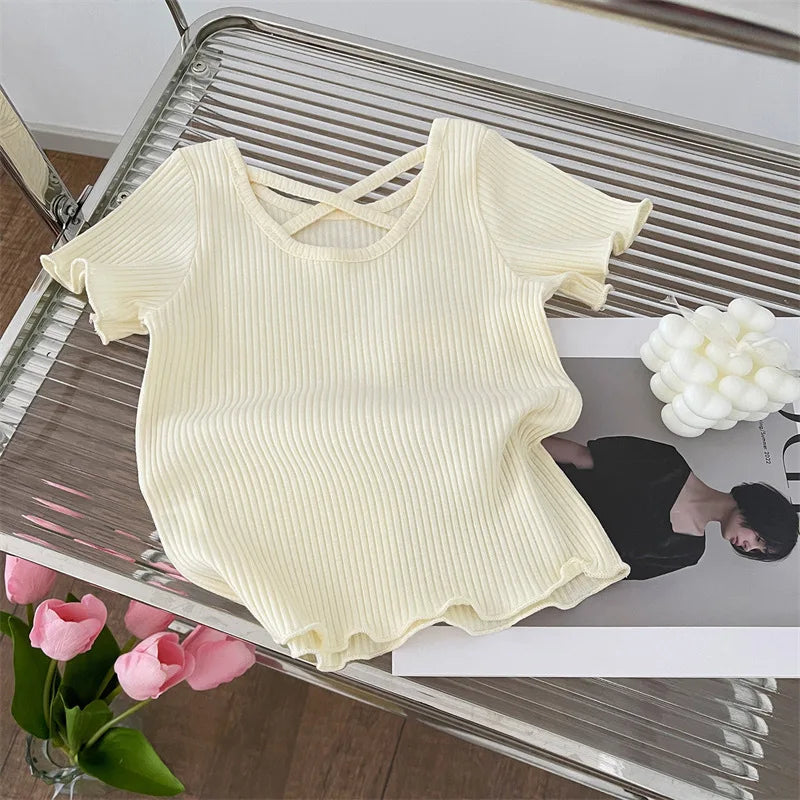 Girls T-Shirt Summer Children Short-Sleeved Casual Thin Soft Tops Simple Solid Color Kids Clothing 2-6 Years Baby Tees
