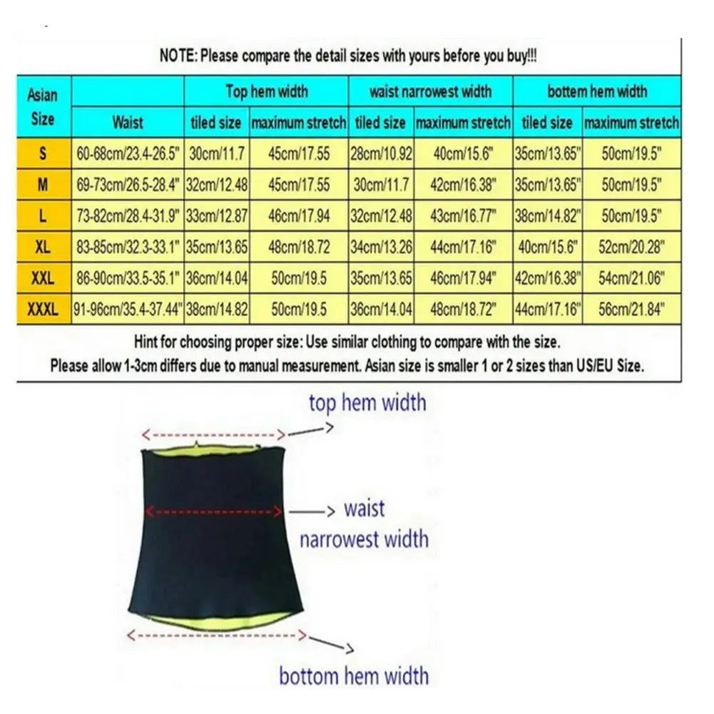 Waist Trainer Sweat Belt for Women Men Weight Loss Tummy Control Body Shaper Slimming Wrap Abdominal Trimmer Gym Fitness Band