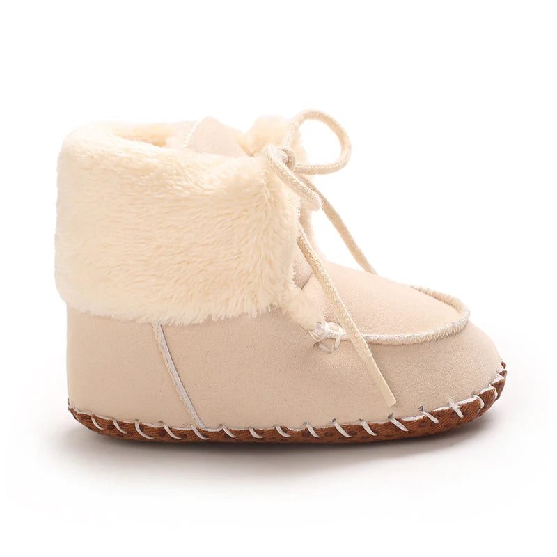 Autumn and Winter Baby Plush Thick Warm Cotton Shoes 0-18 Months Soft Soled Comfortable Non Slip Boots