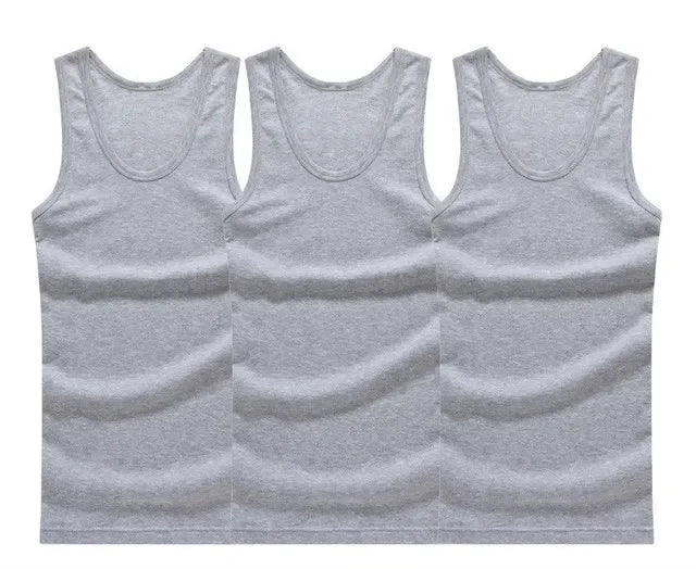 3pcs/lot Cotton Mens Underwear Sleeveless Tank Top Solid Muscle Vest Undershirts O-neck Gym clothing T-shirt men's vest Male 3XL
