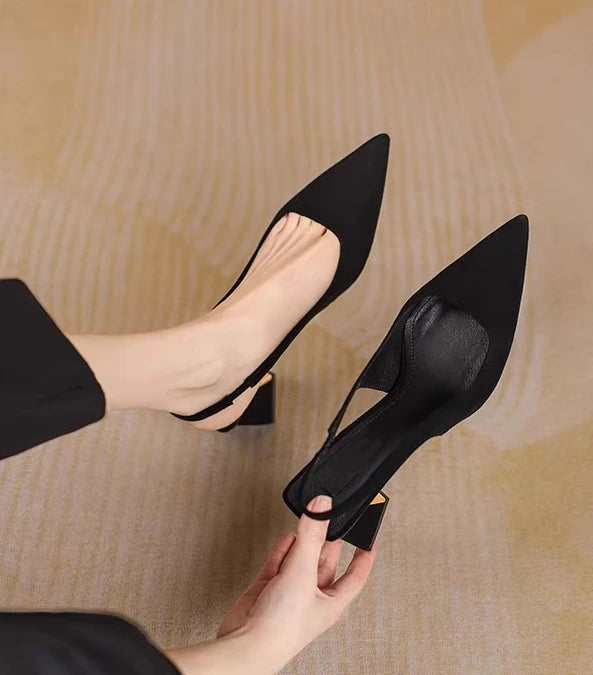 Black Sandals Women Summer New Fashion Women's Pointed Square Heel Sandals Pumps Women Shoes Office Dress Shoes Sexy High Shoes