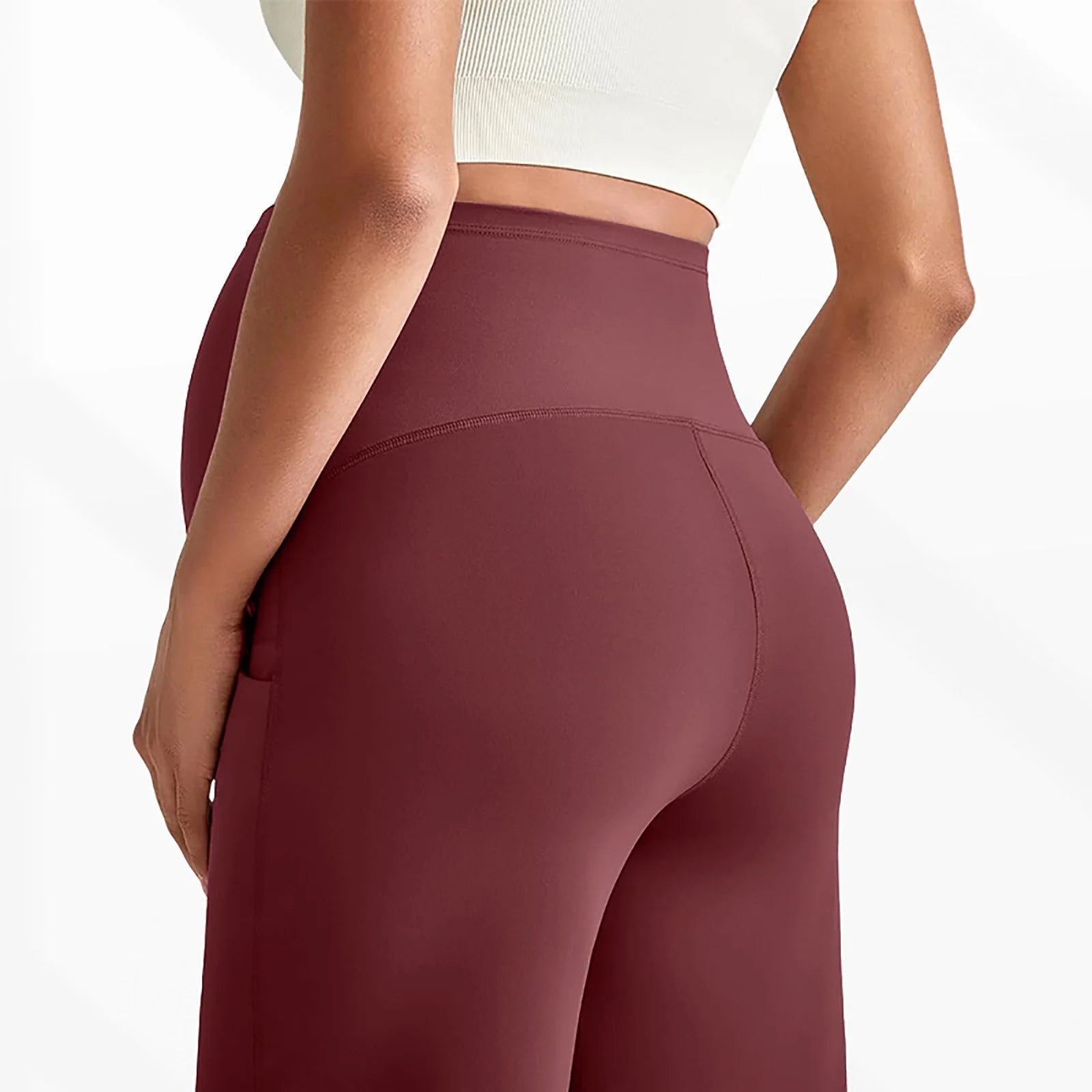 Maternity Pants Over The Belly Yoga Dress Elastic Waistband Stretchy Wide Leg Work Pregnancy Trousers with Pockets Sportswear