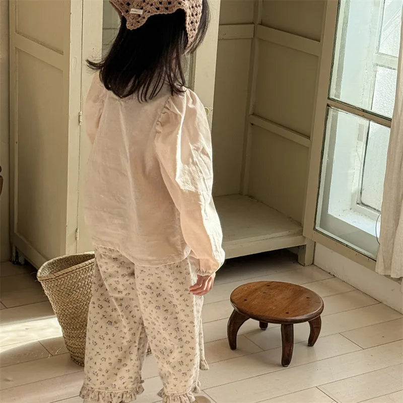 2026 Spring New Girls Cotton Loose Harem Pants Children Girl Clothes Casual Ankle-length Trousers Toddler Kids Corduroy Pants
