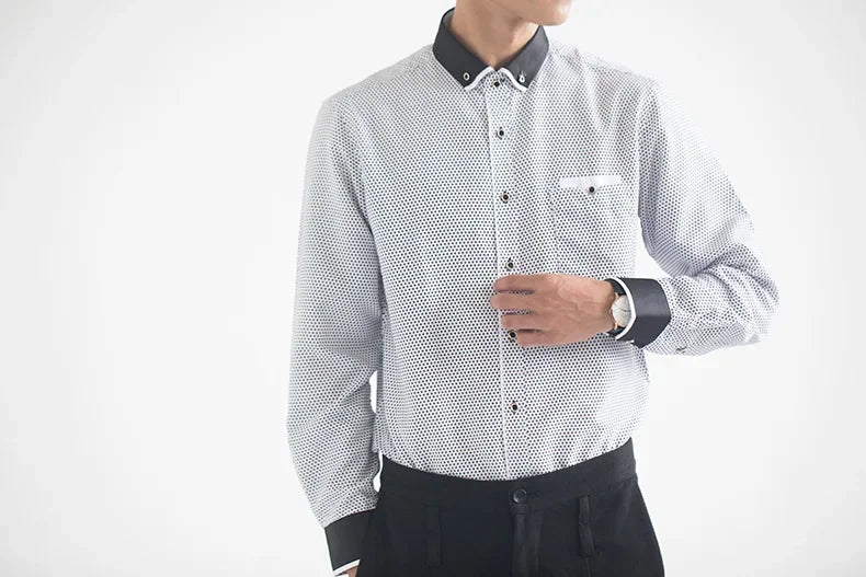 White Big Size 5XL Men Dress Shirt 2026 New Long Sleeve Slim Fit Button Down Collar Good Quality Printed Business Shirts