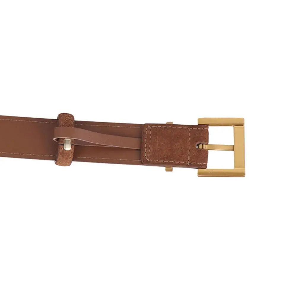 Women Belt Suede Cowhide Genuine Leather Belt 2.8cm Wide Fashion Belts With Metal Buckle Matched For Jeans Dresses Waistband