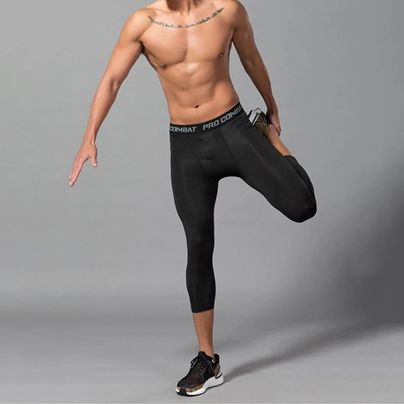Mens Workout Shorts Sports Wear Running Tights Gym Leggings Tights for Men Yoga Pants Compression Exercise Pants for Men Spandex