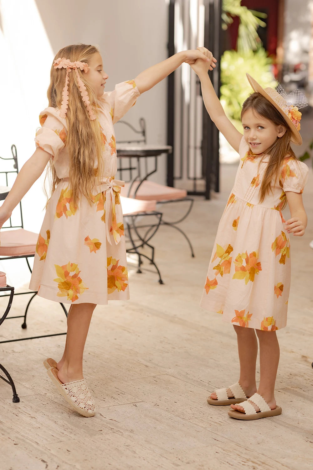 AP Spanish Sunset Collection SS26 Girls Puff Sleeves Dress Embroidery Sweater Boy V-neck Blazer Brothers Sisters Family Matching