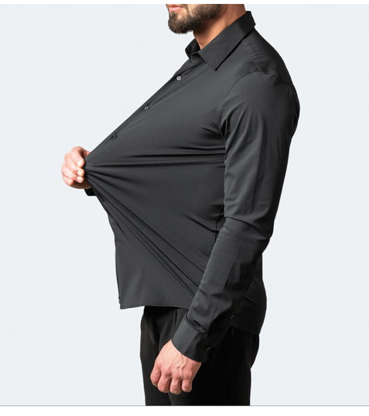 6xl summer black White Oversize men's long-sleeved Dress shirt  High quality elastic force non-iron  business casual
