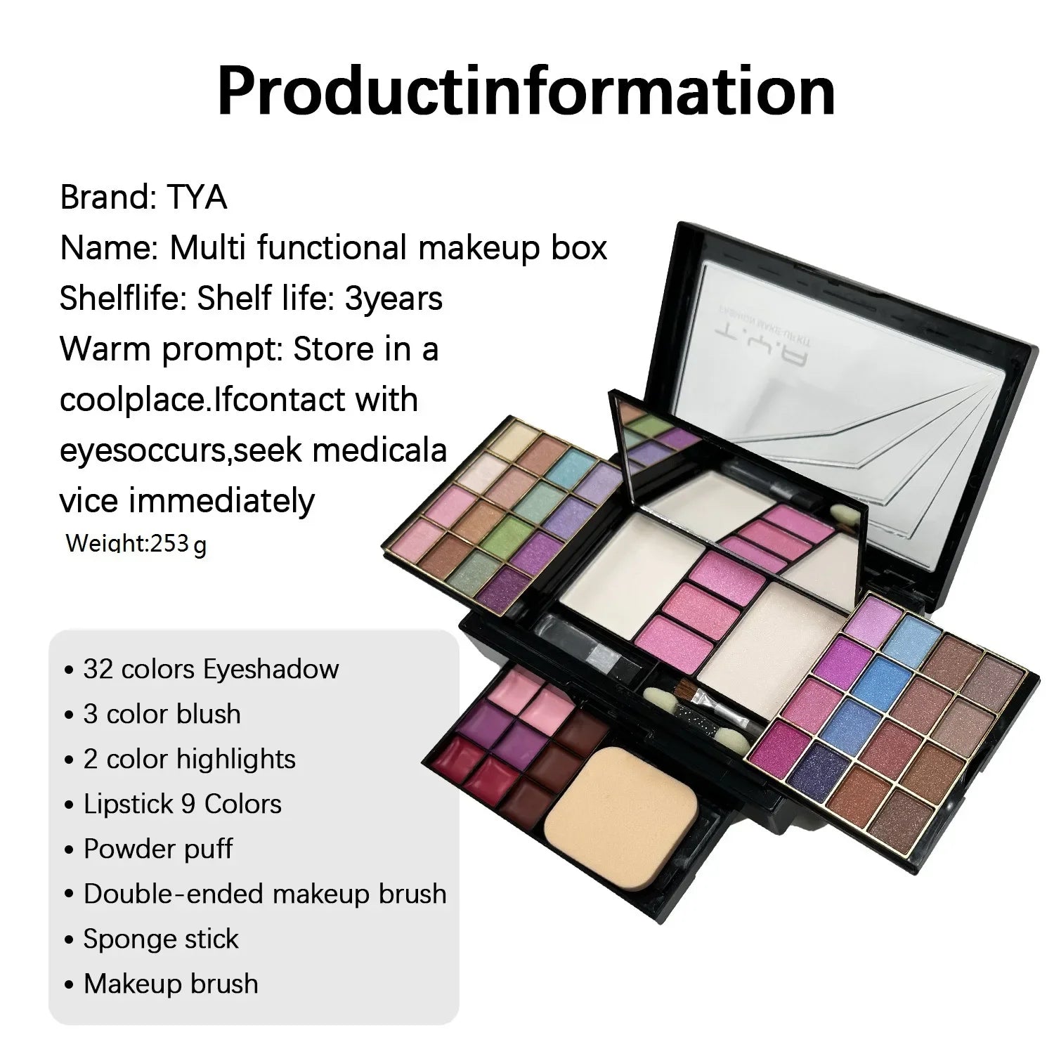 Marie Kit de Maquillaje Completo Multifuncional para Mujer — Caja Todo en Uno con 46 Colores, Labiales, Sombras, Cejas, Brochas y Paleta de Maquillaje