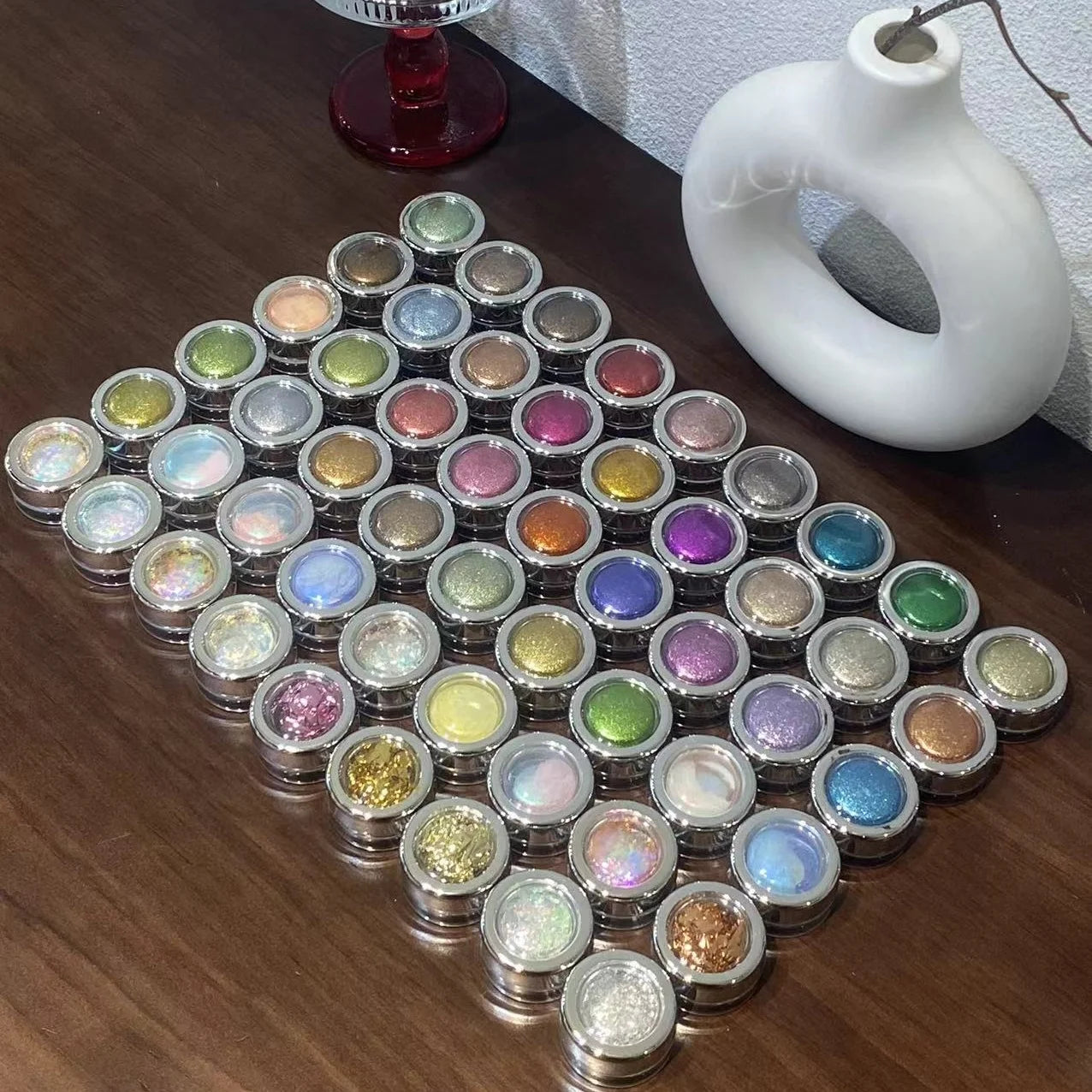 Nail Art Set, 54 Colors Magic Mirror Powder Moonlight Opal Champagne Gold Silver Color Metal Aurora, Nail Polish Kit