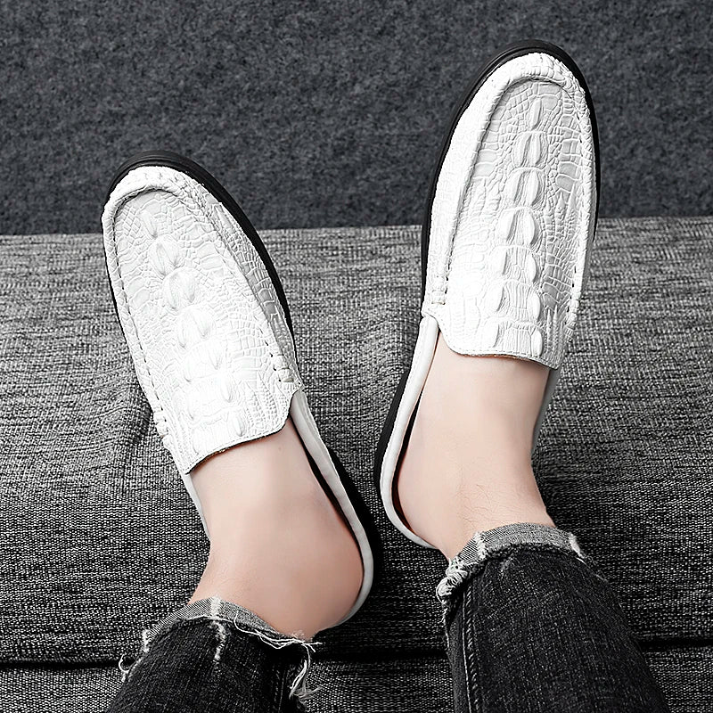Black Half Shoes for Men Leather Shoes Men Mules Casual Shoes Men Fashion Social Big Size Mocassin Elegantes Walking Shoes