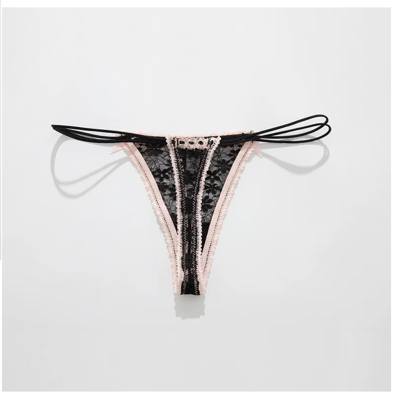 Lace Bow Panties Sexy Female Lingerie Daily Home Wear Solid Thongs Underwear Women Low Waist Panties Breathable Трусы Женские