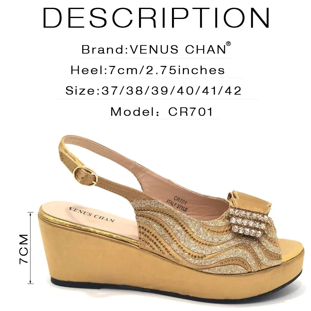 Sandals Italian Fashion Casual Flat Slippers Hollowed Out With Diamonds Women's Shoes African Party Outdoor Shoes