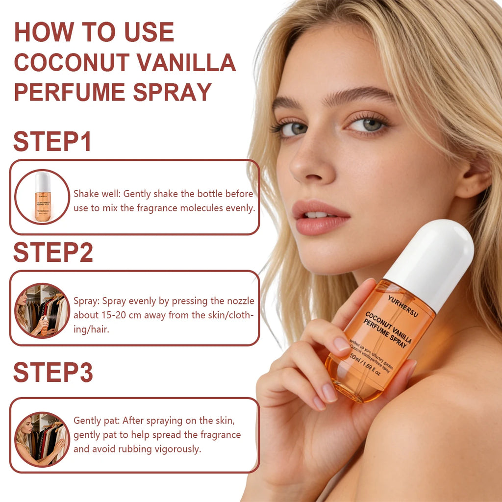 Vanilla Coconut Perfume Mist Creamy Tropical Aroma Long Lasting Light Fragrance Body Spray Daily Use