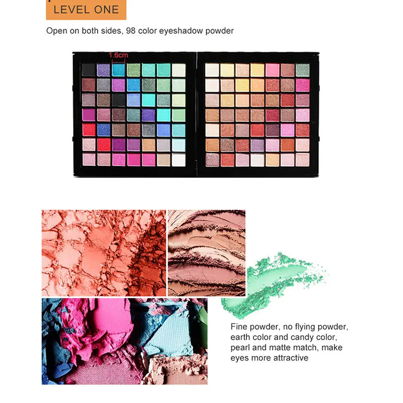 Marie Set de Maquillaje de 177 Colores — Paleta de Sombras, Rubor, Brillo Labial, Corrector y Espejo Incluido para Mujer
