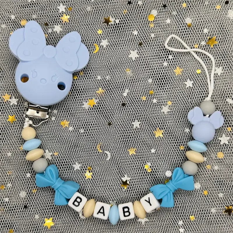 2024 Baby Teether Handmade Personalized Name Pacifier Clips Holder Chains Silicone Pacifier Chain Clips Baby Teething Chain Gift