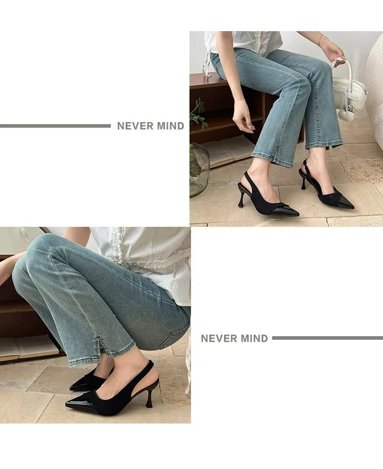 Women's Sexy Pointed-Toe Slingback Sandals — Summer 2026 Trend: Leather High Heels for Dresses — New Elegant Party Footwear