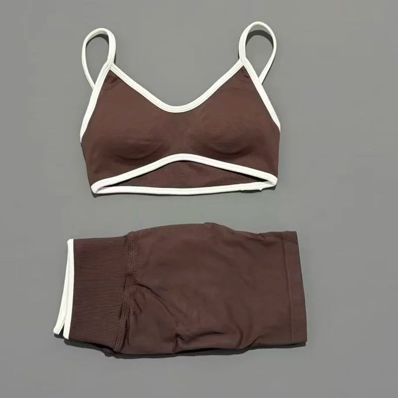 2 Piece Workout Sets Women High Stretch Scrunch Butt Ignite Shorts Sports Bra Gym Fitness Jogging Cycling Active Sports Suits