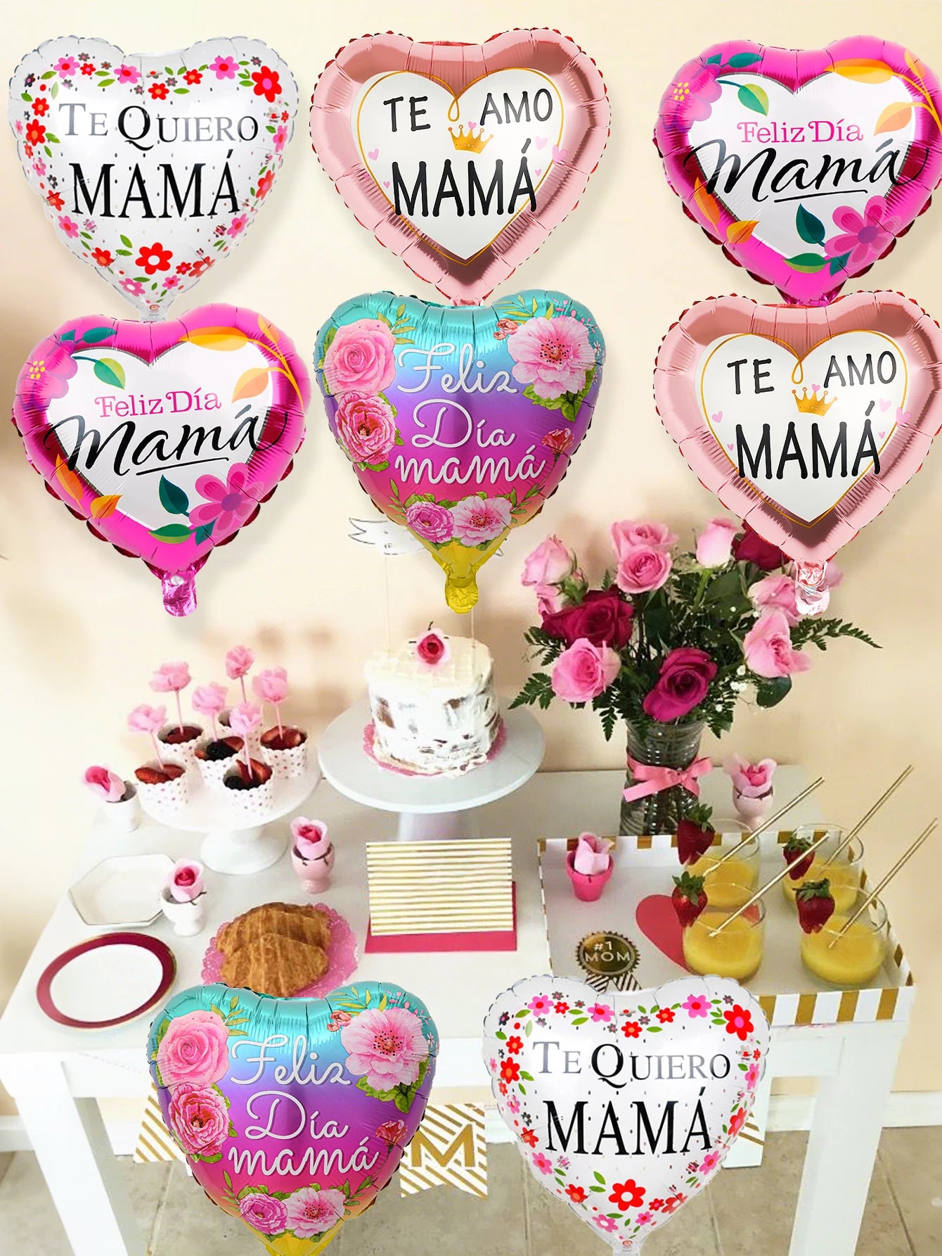 8pcs Mother's Day foil balloons, suitable for Mother's Day parties, birthday decorations, and party scene decorations.