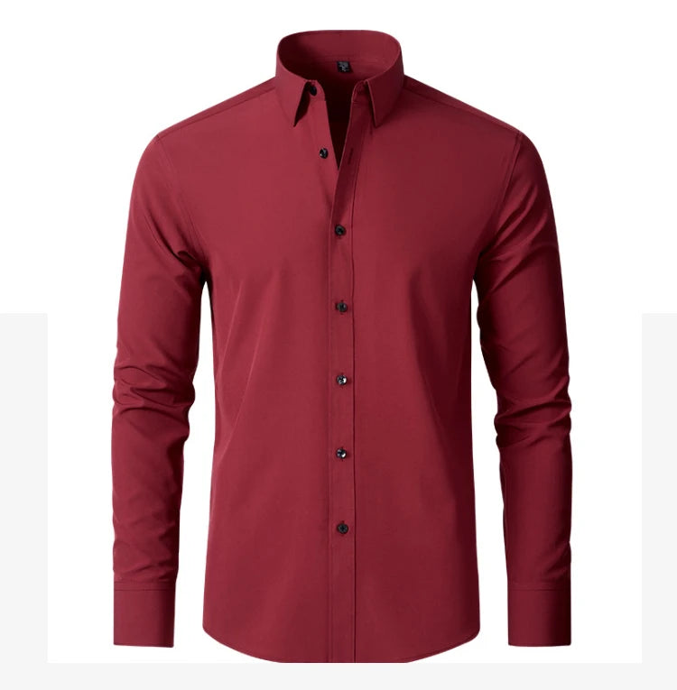 6xl summer black White Oversize men's long-sleeved Dress shirt  High quality elastic force non-iron  business casual