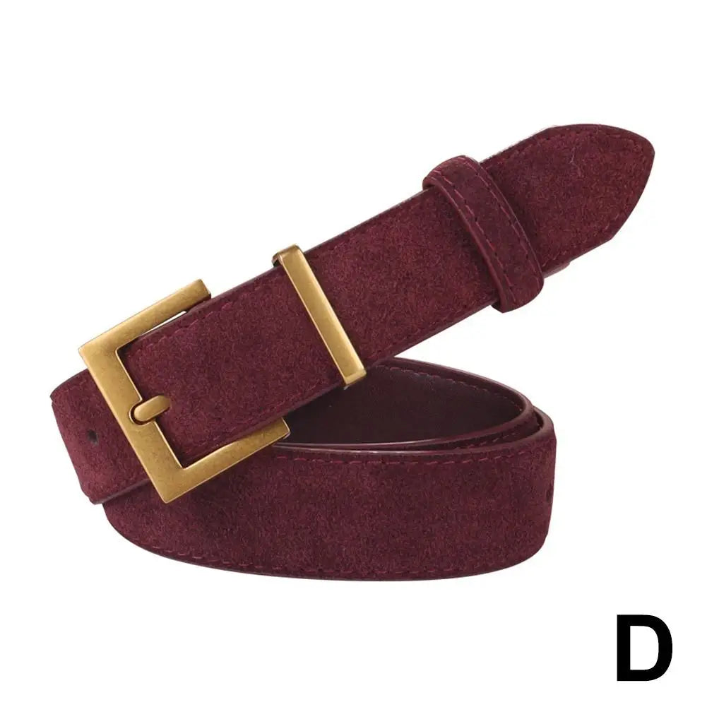Women Belt Suede Cowhide Genuine Leather Belt 2.8cm Wide Fashion Belts With Metal Buckle Matched For Jeans Dresses Waistband