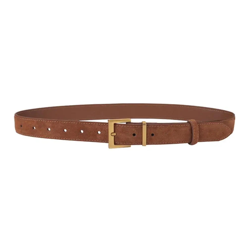 Women Belt Suede Cowhide Genuine Leather Belt 2.8cm Wide Fashion Belts With Metal Buckle Matched For Jeans Dresses Waistband