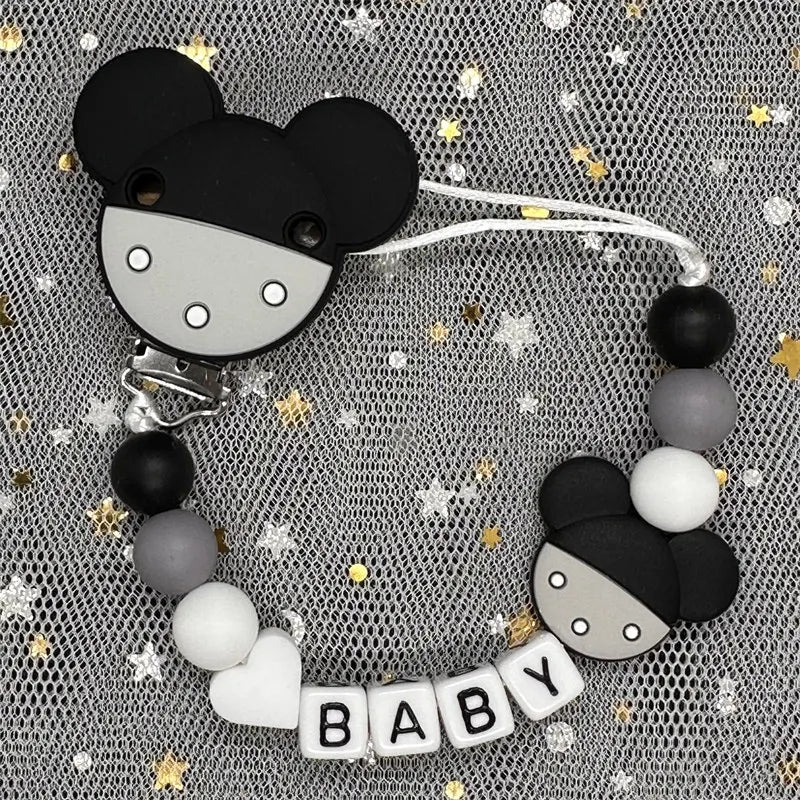 2024 Baby Teether Handmade Personalized Name Pacifier Clips Holder Chains Silicone Pacifier Chain Clips Baby Teething Chain Gift