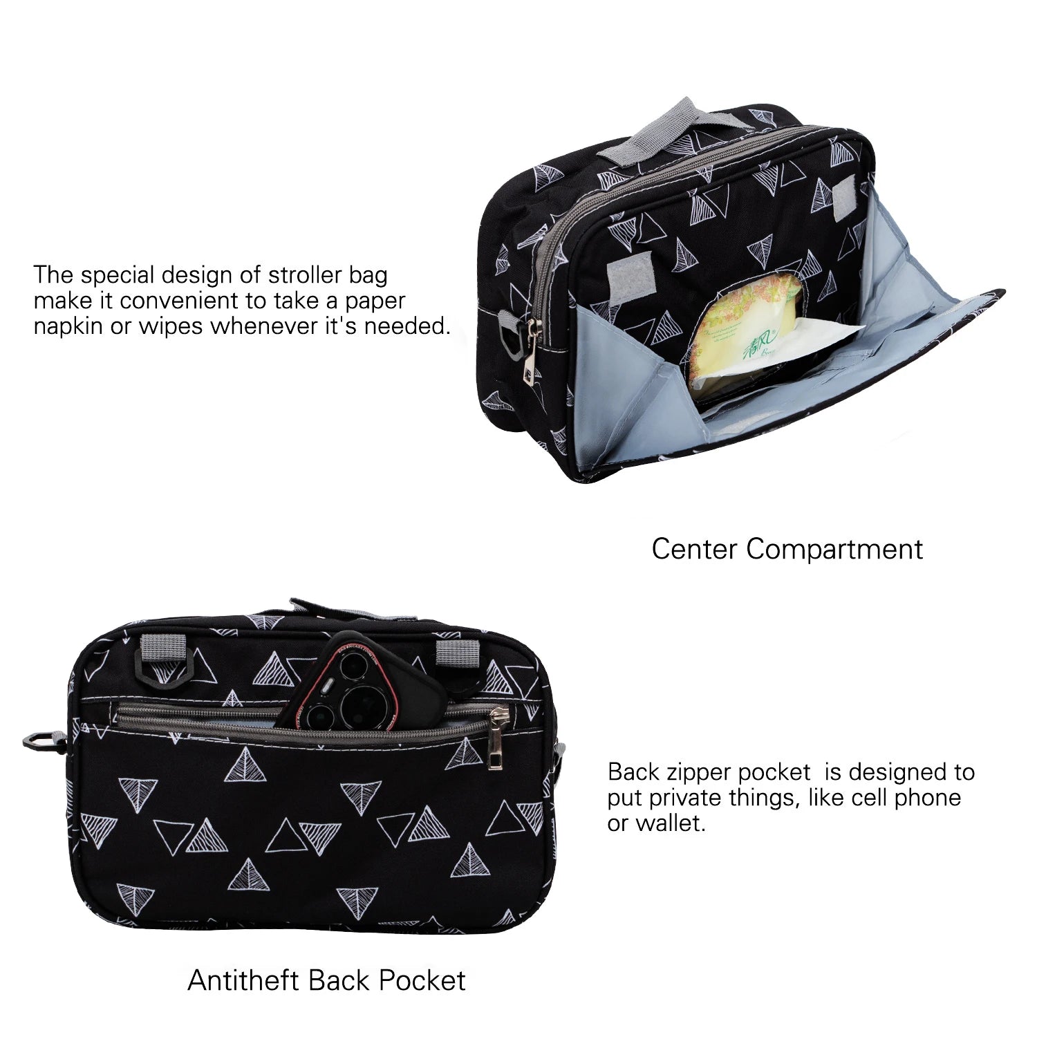 Baby Stroller Bag Waterproof Portable Outing Travel Mummy Bag Multifunction Diaper Bottle Storage Hanging Bag Pram Organizer