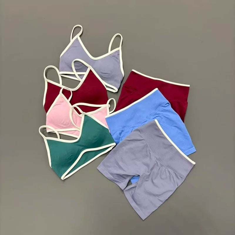 2 Piece Workout Sets Women High Stretch Scrunch Butt Ignite Shorts Sports Bra Gym Fitness Jogging Cycling Active Sports Suits