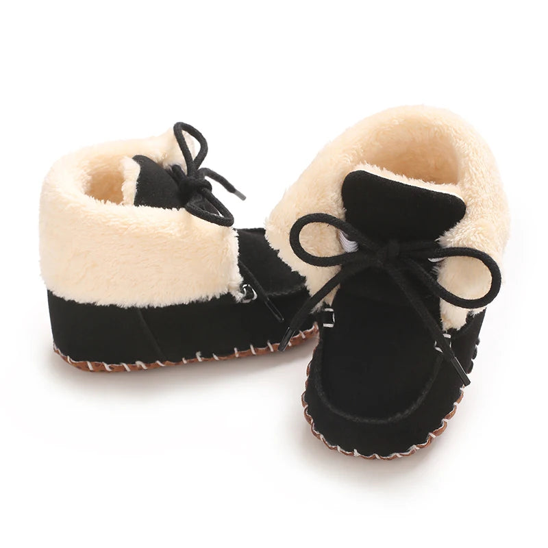 Autumn and Winter Baby Plush Thick Warm Cotton Shoes 0-18 Months Soft Soled Comfortable Non Slip Boots