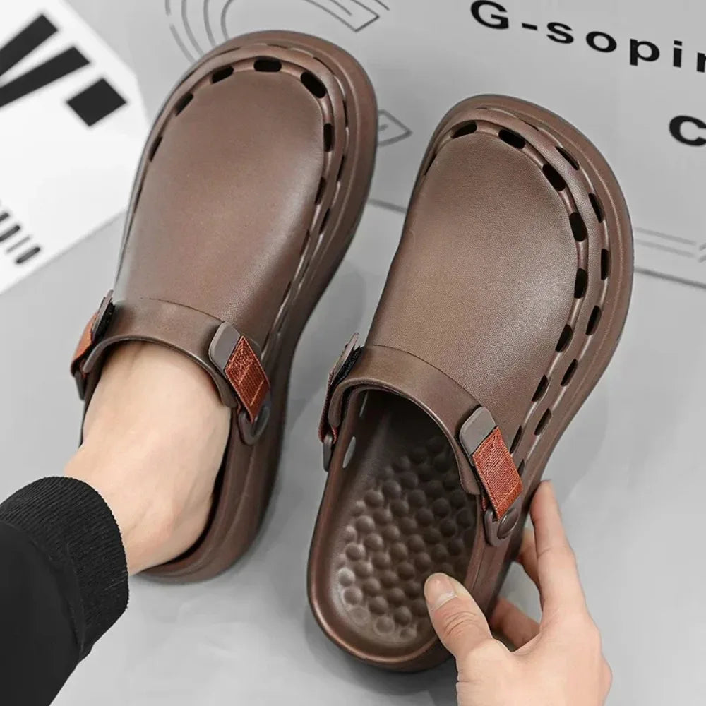 Solid Color Mens Sandals Fashion Trendy Lightweight Outdoor Travel Essentials Beach Shoes Casual Men’s Slippers