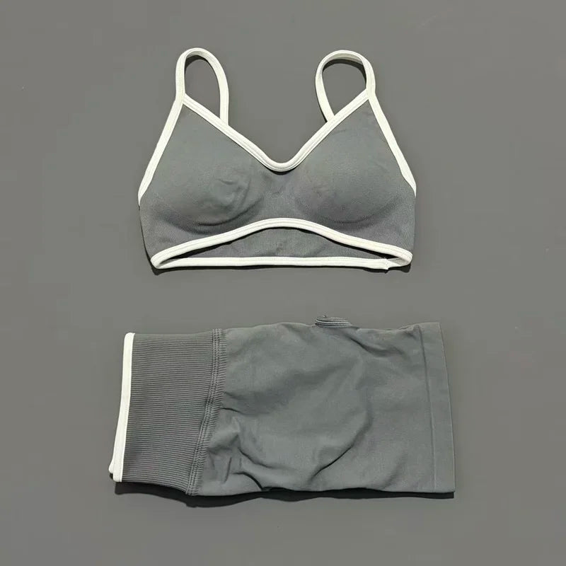 2 Piece Workout Sets Women High Stretch Scrunch Butt Ignite Shorts Sports Bra Gym Fitness Jogging Cycling Active Sports Suits