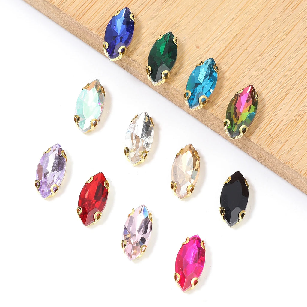 Horse Eye Flatback Reinestone Quality Sewing Crystal Flatback Rhinestones Sew On Stones Glass For Dresses Clothes DIY Jewelry