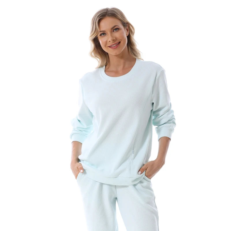 Maternity Clothes Sweatshirt Hoodies High Waist Lounge Pants Adjustable Waist Pregnant Trousers Postpartum Breastfeeding Clothes