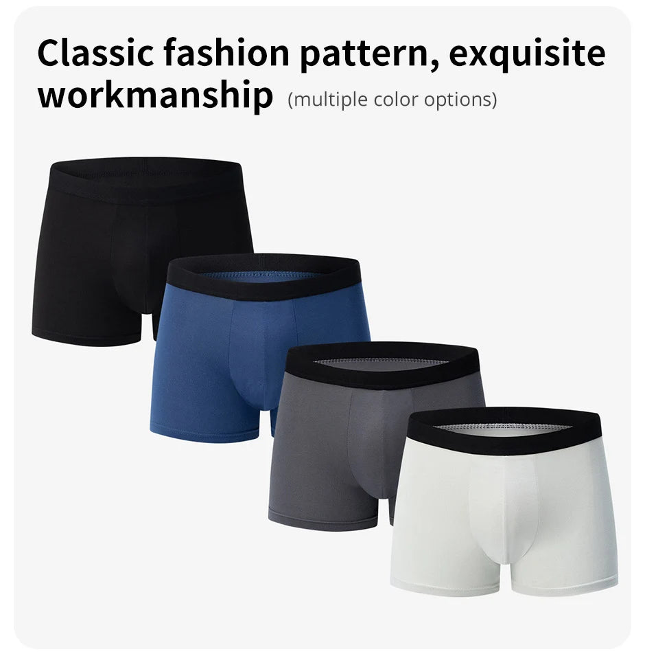 4 Pack European and American MEN'S Solid Color Boxer Underwear Comfortable Swimming Trunks Oversized Juvenile Boxer Underwear