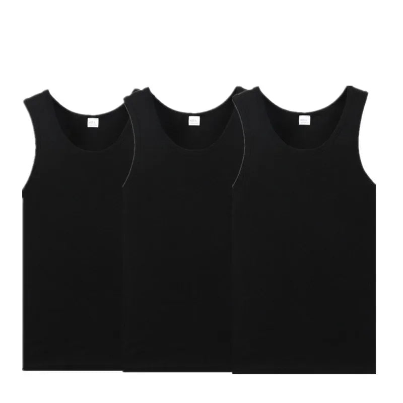 3pcs/lot Cotton Mens Underwear Sleeveless Tank Top Solid Muscle Vest Undershirts O-neck Gym clothing T-shirt men's vest Male 3XL