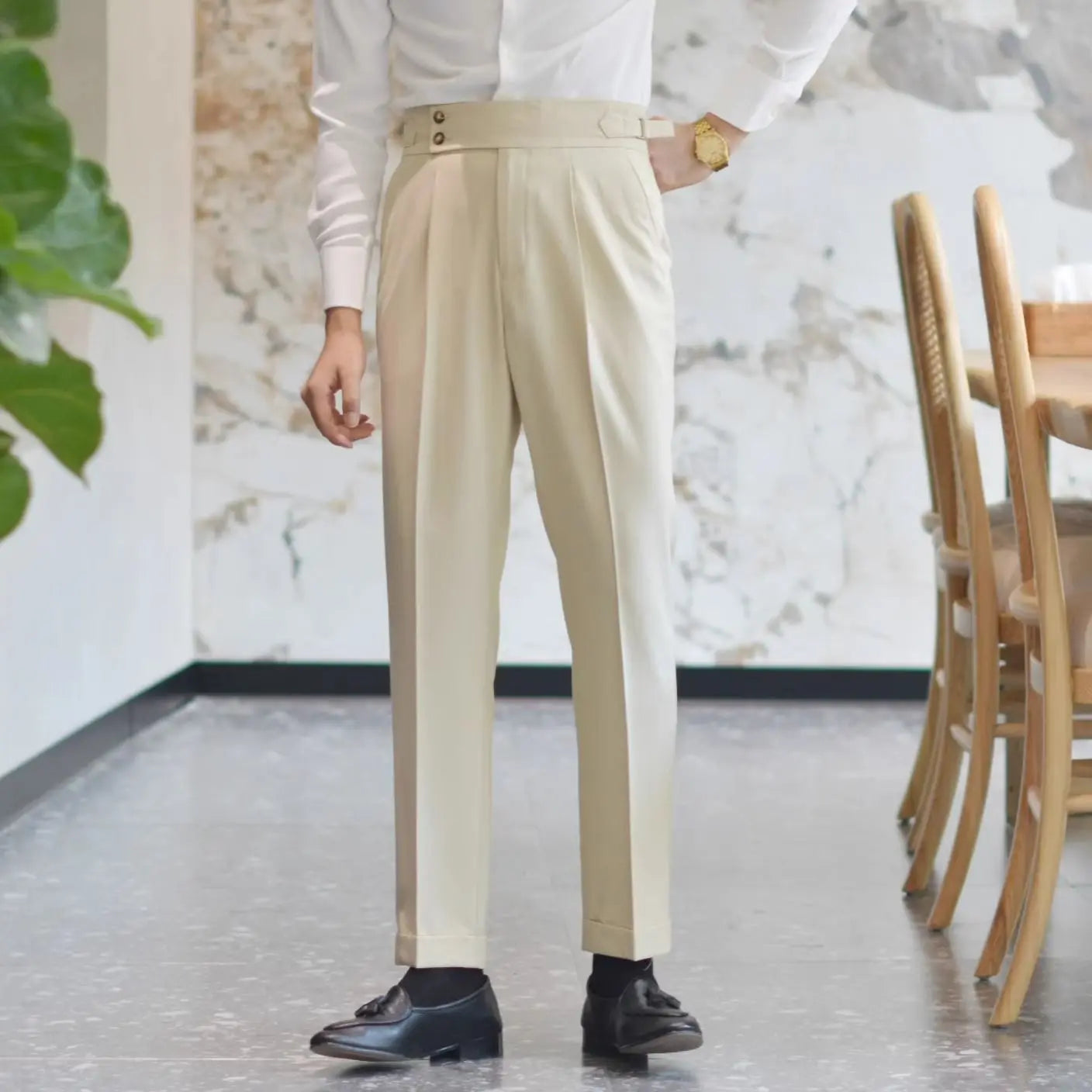 Straight Man Suits Pants Social Tailoring Business High Waist Trousers for Men Summer 2025 Formal New in Work Wear Elegant Up