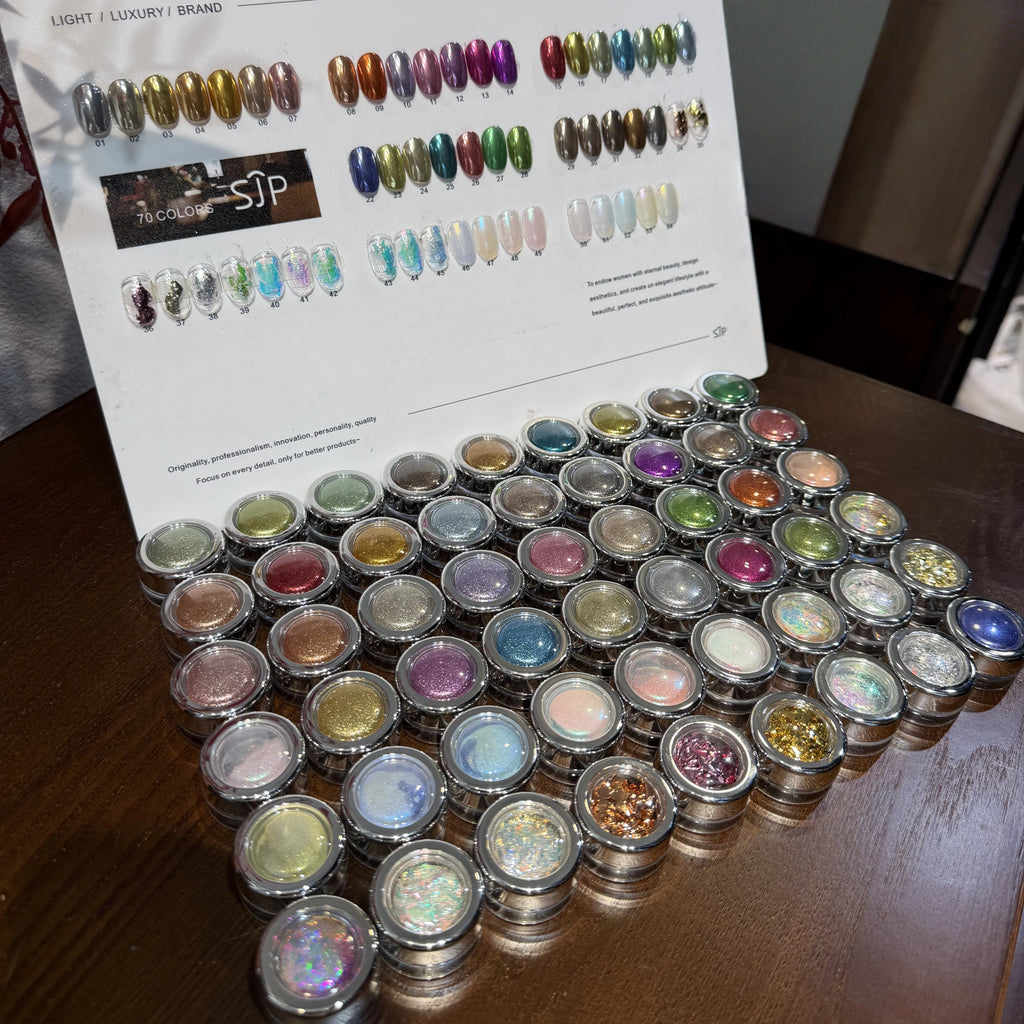 Nail Art Set, 54 Colors Magic Mirror Powder Moonlight Opal Champagne Gold Silver Color Metal Aurora, Nail Polish Kit