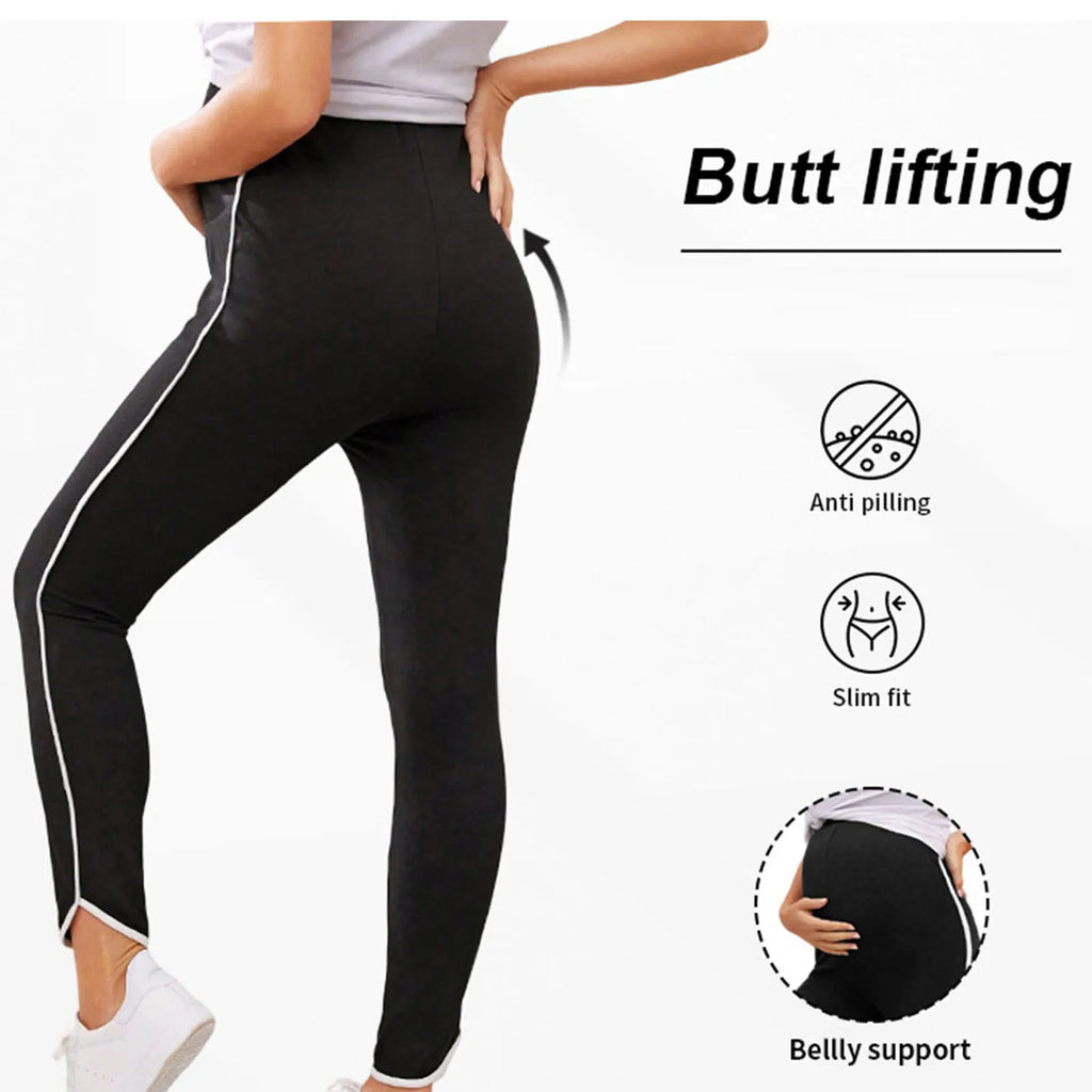 Maternity Pants Over The Belly Yoga Dress Elastic Waistband Stretchy Wide Leg Work Pregnancy Trousers with Pockets Sportswear