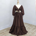 Maternity Photography Dresses Soft Cotton-Like Dress V-neck Tie Up Top A-line Skirt Two-Piece Set Clothes For Pregnant W