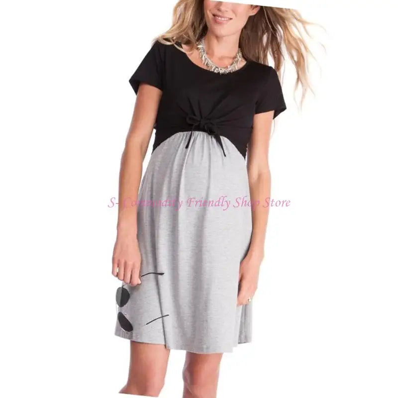 85AE Maternity Dress for Stylish Look Comfortable Short Sleeve Bodycon Dress