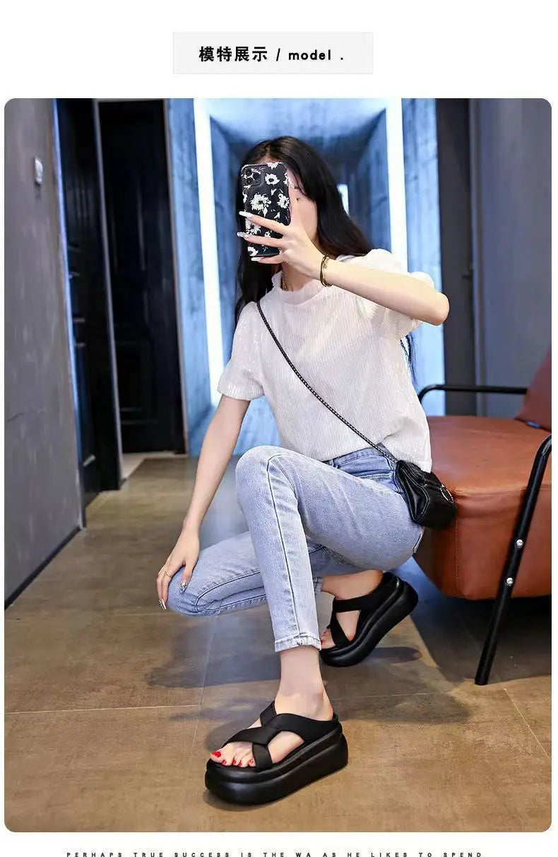 Women's Beach Sandals  New Thick Bottom Soft Sole Dress Fashionable Summer Platform Outdoor Slippers Sandalias De Mujer