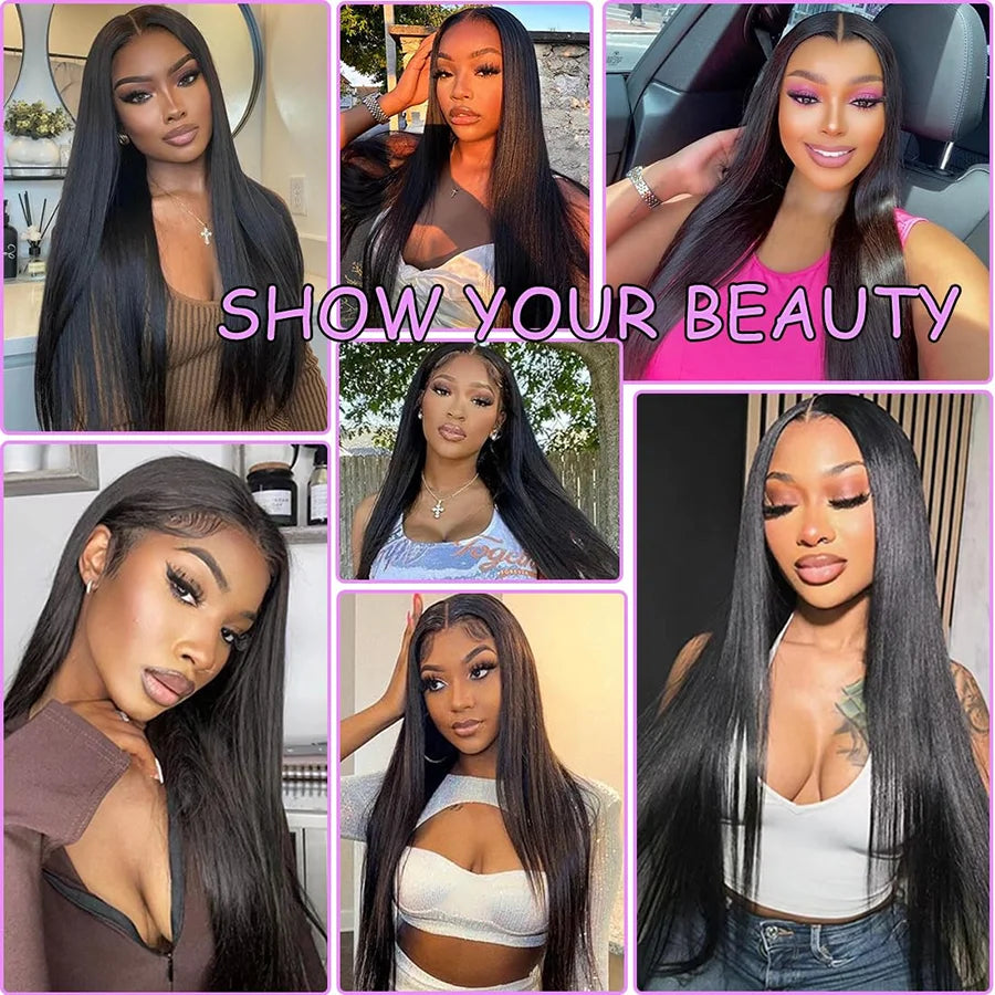 Glueless Wigs Virgin Human Hair Ready To Wear Pre Plucked Pre Cut No Glue 6X4 Bone Straight 100% Human Hair Lace Wigs for Women