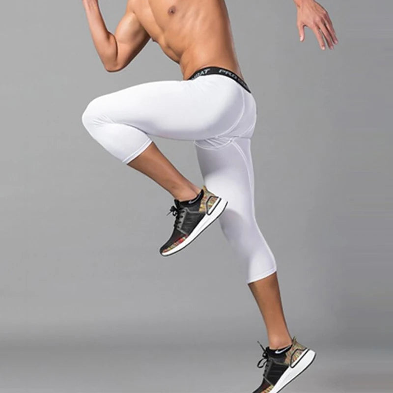 Mens Workout Shorts Sports Wear Running Tights Gym Leggings Tights for Men Yoga Pants Compression Exercise Pants for Men Spandex